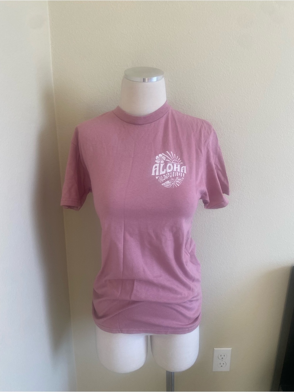 Dusty Rose Aloha Graphic Short Sleeve Tee